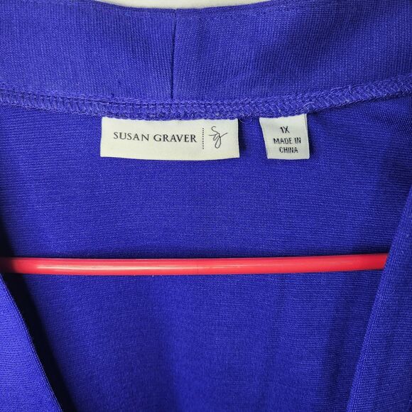 Susan Graver Liquid Knit Royal Blue Open Front Shrug Cardigan 1X - Picture 3 of 8